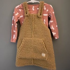 Printed shirt with overall dress